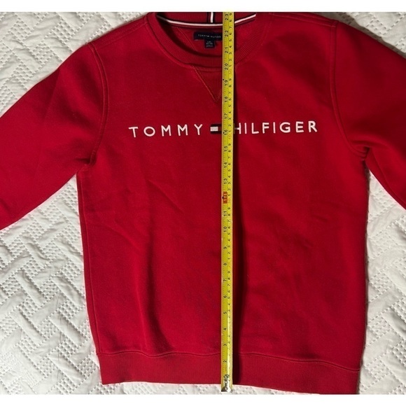 Tommy Hilfiger Classic Red Crewneck Sweatshirt, Youth Boy’s 12/14 Years - Picture 9 of 11